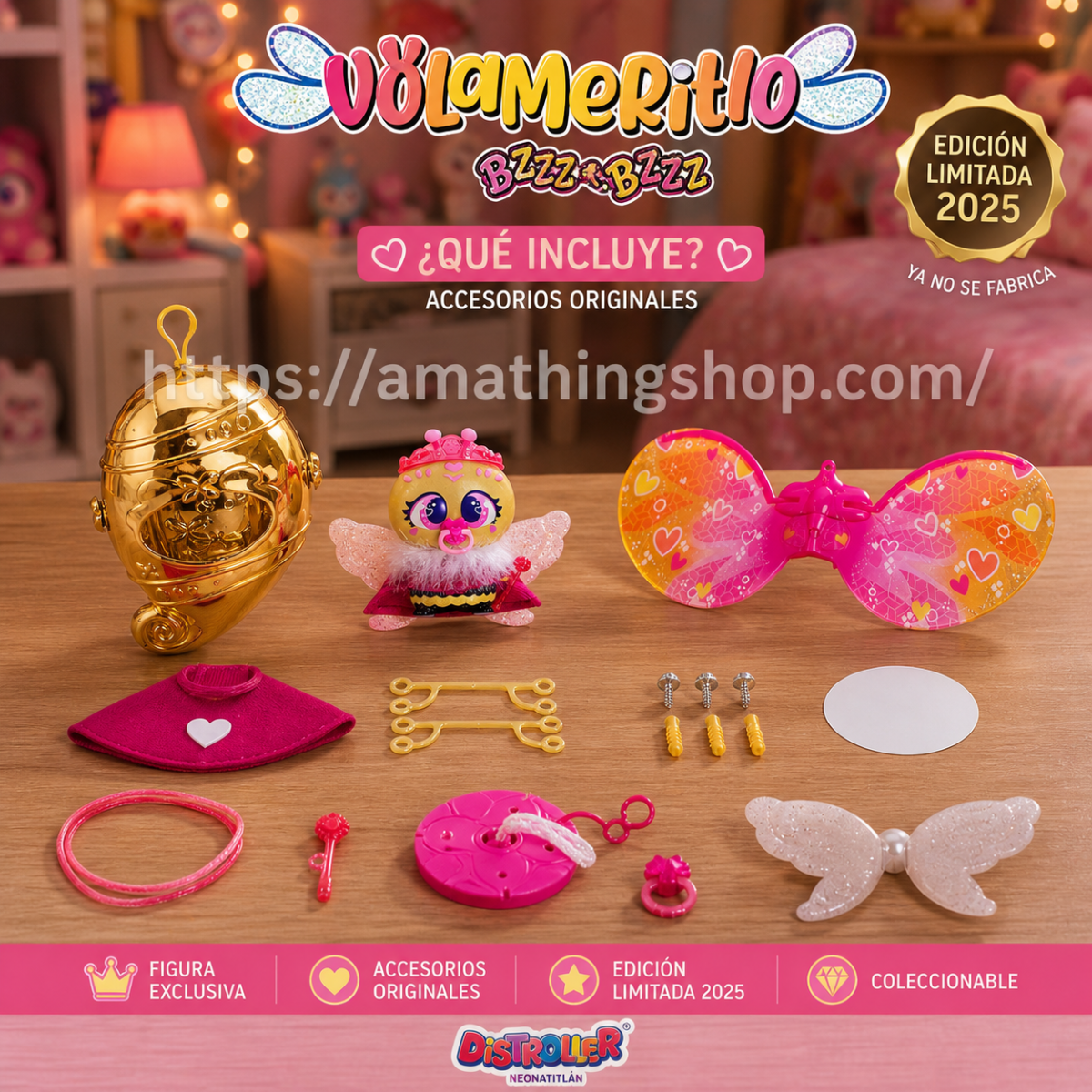 DISTROLLER – Volamerito Distroller Abeja Reina Dorado Bzz Bzz Reynis 15 cm Edición Limitada - Imagen 8