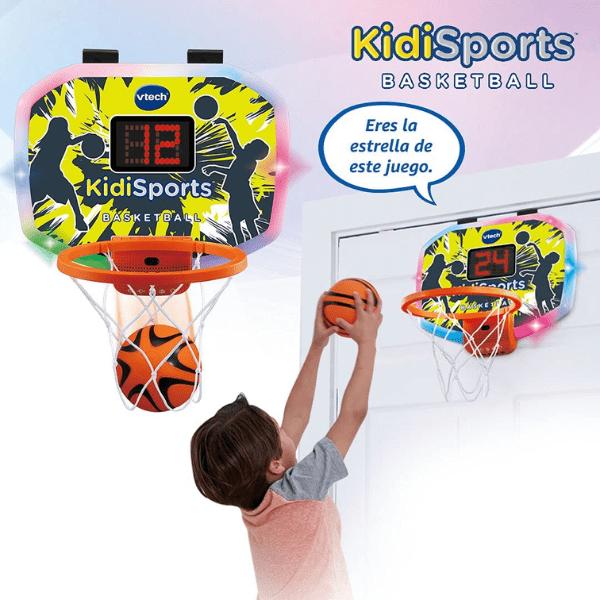 VTECH – Canasta de Baloncesto Interactiva VTech KidiSports para Puerta con Marcador Digital - Imagen 6