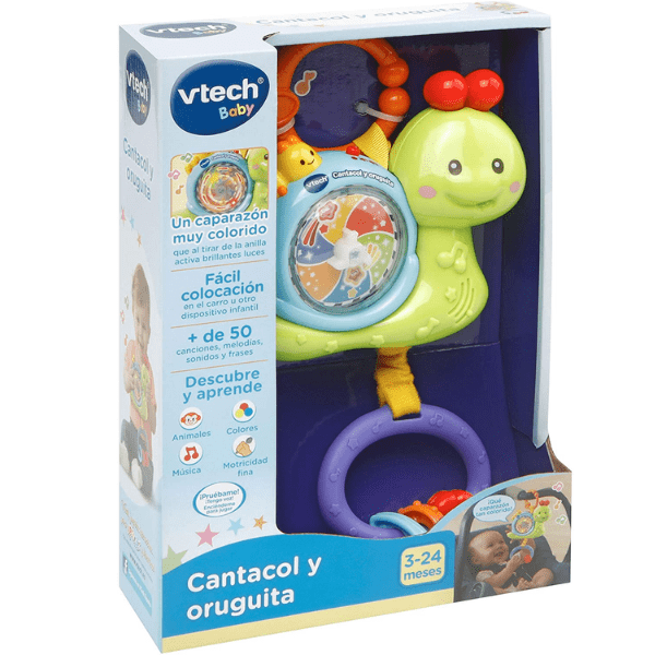 VTECH – Cantacol y Oruguita 80-508522 Sonajero Interactivo Luz Sonidos 20cm Bebé - Imagen 3