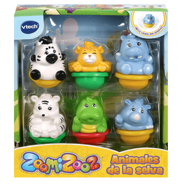 VTECH -ZoomiZooz Animales de la Selva – Pack 6 Figuras para Bebés 1 a 5 Años
