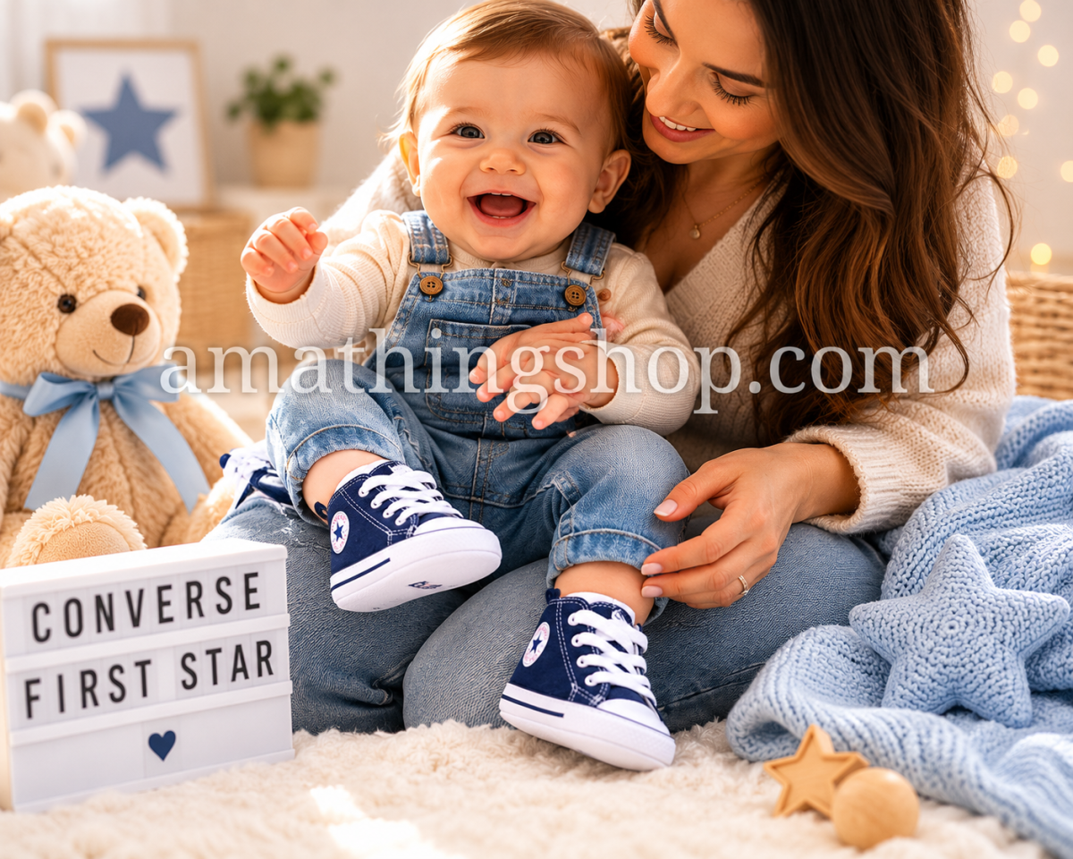 CONVERSE – Zapatillas Baby All Star First Star Hi Navy Bebé Azul Vaquero 88865 Edición Limitada - Imagen 8