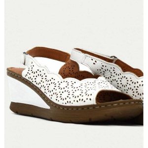 Sandalias de cuña 48 horas tipo peep toe blanco
